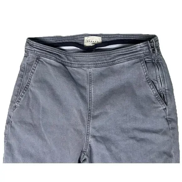 Sezane Clara Trousers Womens 38/6 Gray Denim Pants Stretch Tapered 27 in x 28 in - Picture 3 of 8